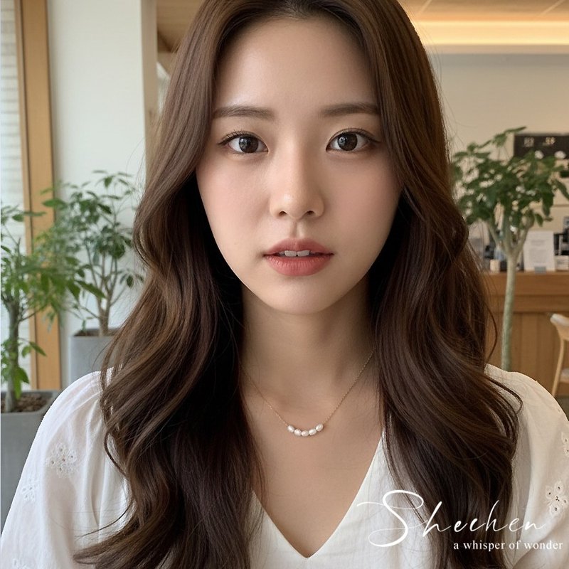 天然バロックパールチョーカー ゴールドチェーン ネックレス パールネックレス 天然パール - ネックレス - 真珠 ホワイト