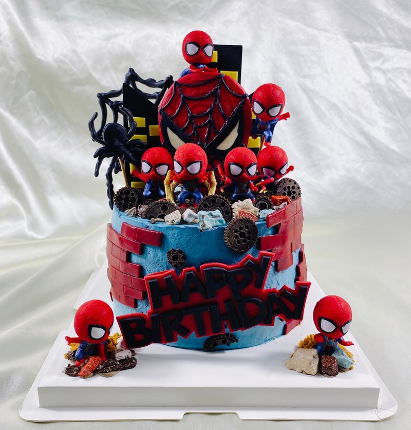 Spider-Man Dessert Cake Birthday Cake Customized One Month Wedding Baby 6 8 Inch Face to Face - Cake & Desserts - Fresh Ingredients Red