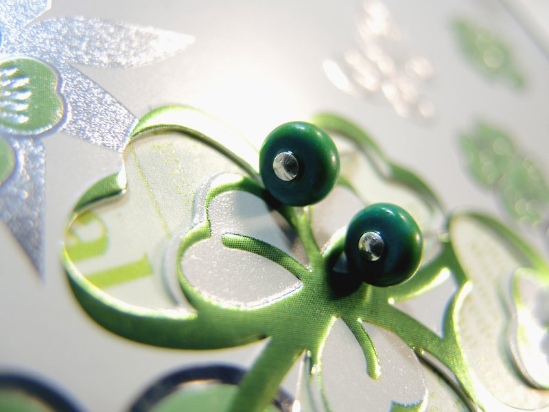 《Green 綠》簡約風尚綠松石925純銀耳針耳環 - 耳環/耳夾 - 寶石 綠色