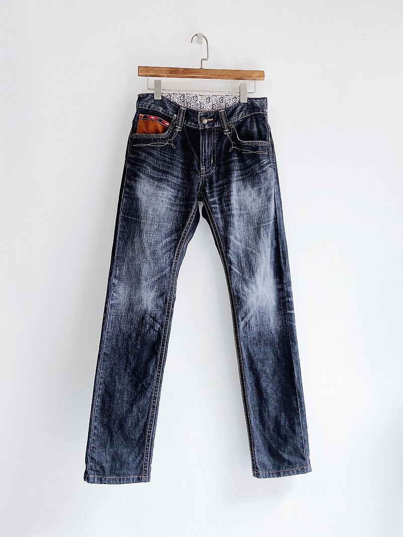 edwin / W28 Black and gray brushed color and suede fabric vintage low-rise denim denim trousers vintage