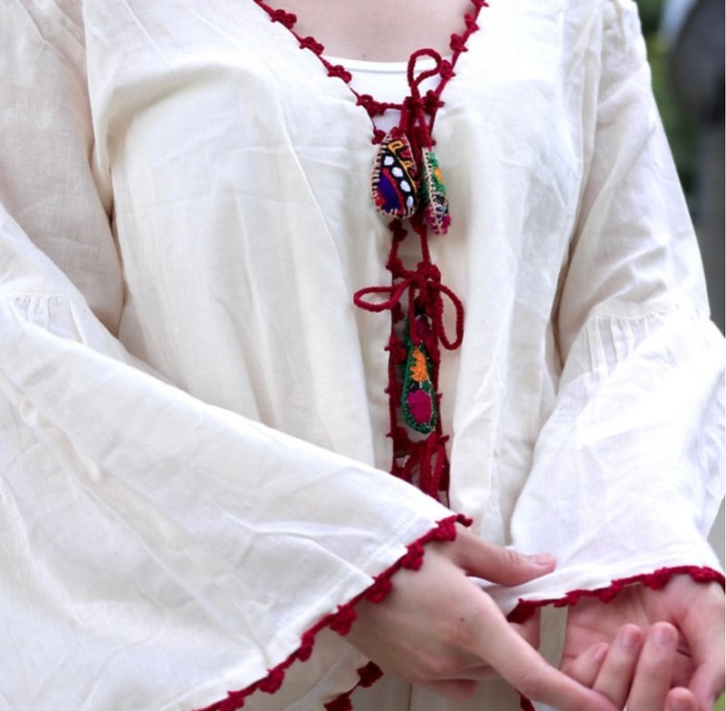 泰國丨輕民族-刺繡上衣 - 女上衣/長袖上衣 - 棉．麻 白色