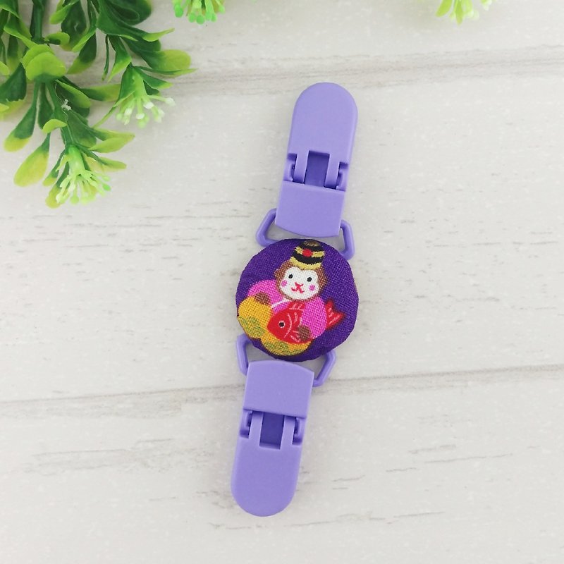 Purple love monkey treasure. Handkerchief clip - ผ้ากันเปื้อน - ผ้าฝ้าย/ผ้าลินิน สีม่วง