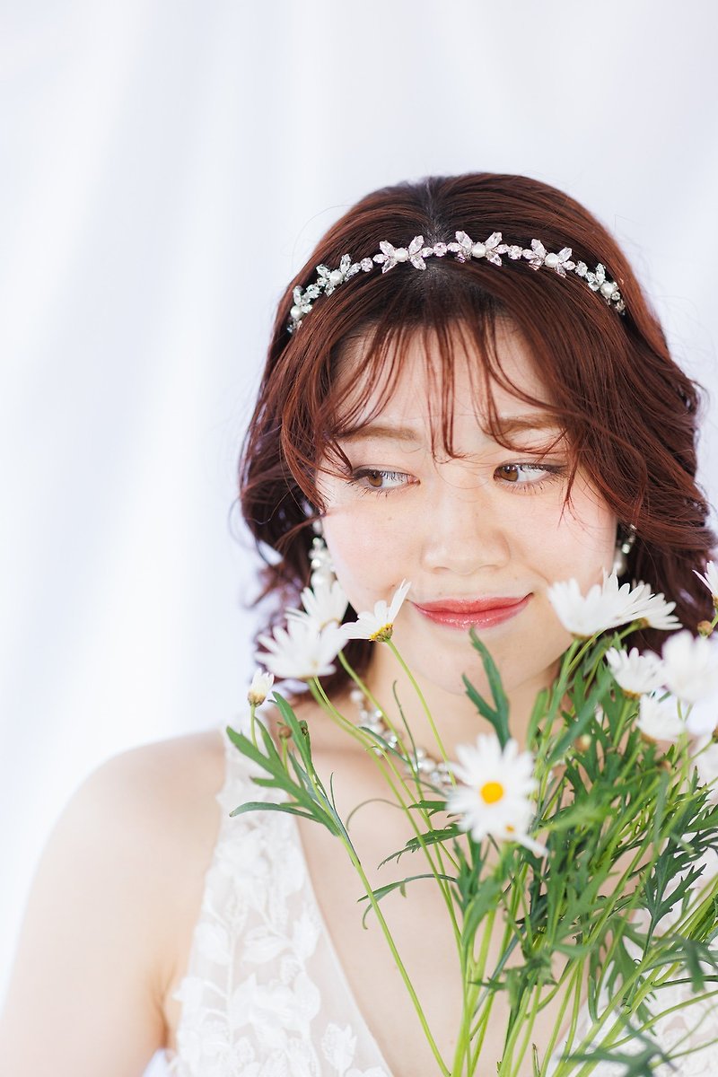 bijou ribbon headband headdress head accessories bridal wedding - เครื่องประดับผม - โลหะ สีเงิน