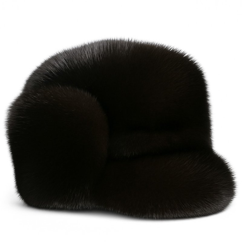 Mens Fur Hat Winter Real Mink Fur Hat Warm Men Fur Cap Luxury Russian Fur Hat - 帽子 - 羊毛 黑色