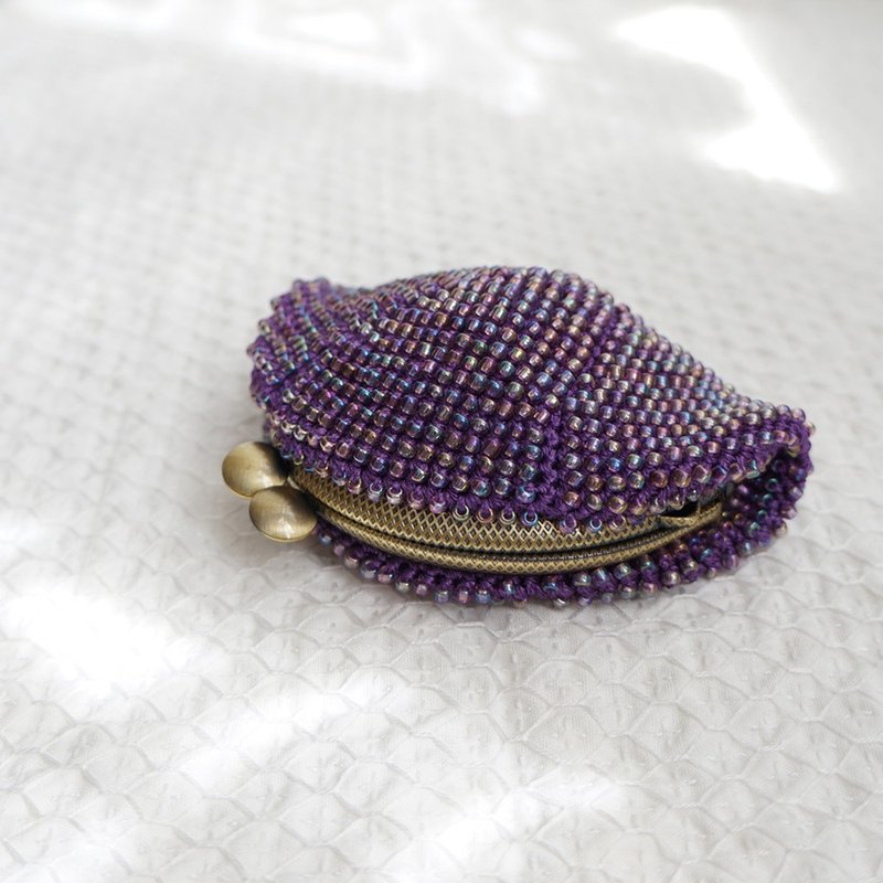 Ba-ba handmade Beads crochet pouch No.1759 - 零錢包/小錢包 - 其他材質 紫色