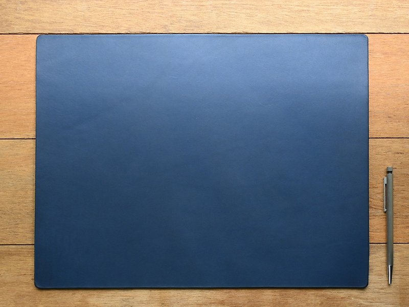 Leather Desk Pad ( Custom Name ) - Navy Blue - Mouse Pads - Genuine Leather Blue