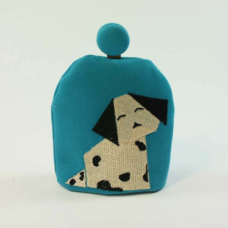 Embroidered bell-shaped key fob 02-- dog - ที่ห้อยกุญแจ - ผ้าฝ้าย/ผ้าลินิน สีน้ำเงิน