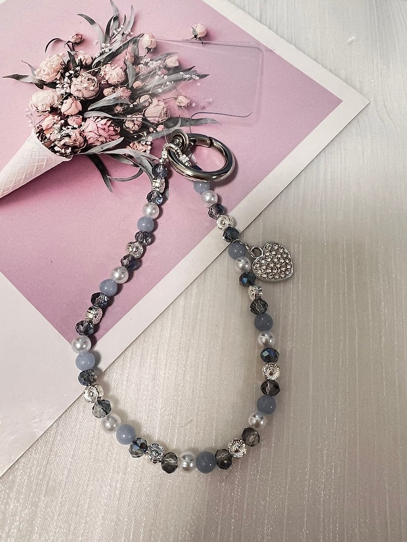[Angel Stone Austrian Crystal Mobile Phone Short Chain] Promote inner peace and serenity - Items for Display - Gemstone Blue