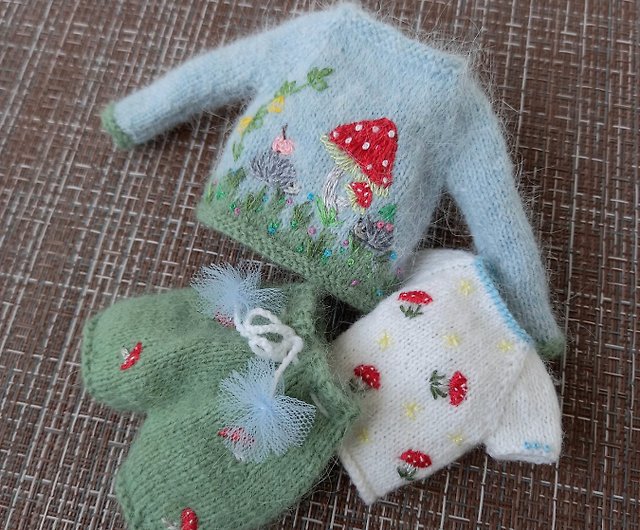 Hand knitted with embroidery set for Blythe - Shop