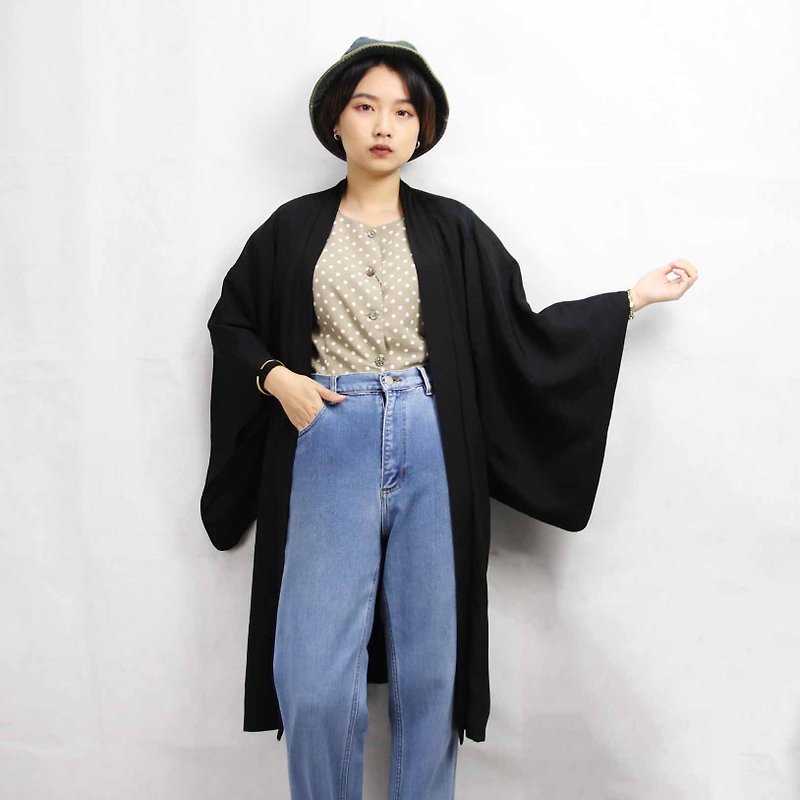 Tsubasa.Y 古著屋006 繽紛色塊羽織,罩衫 外套 和服 和裝 日式 - 外套/大衣 - 絲．絹 