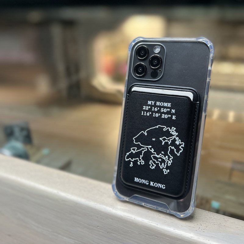 【香港地圖MY HOME】iPhone吸磁卡套(附送手機殼) - 手機殼/手機套 - 人造皮革 咖啡色