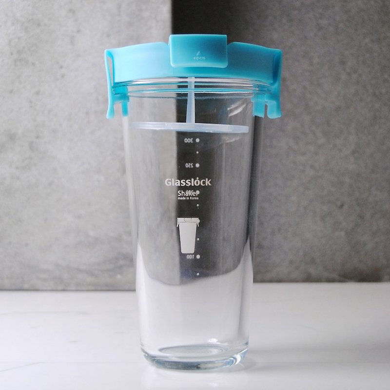 450cc Glasslock [Korean] (2 color) Office of Health accompanying cup carafe lettering toxic health drink plenty of water - Pitchers - Glass Blue