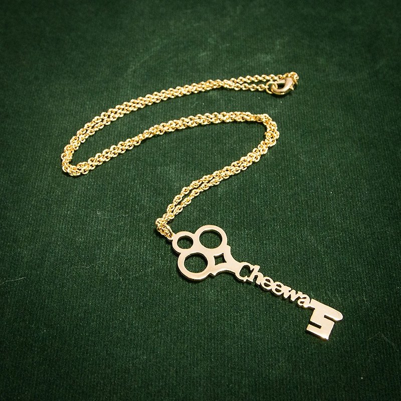 Custom key name necklace goldplate - สร้อยคอ - ทองแดงทองเหลือง สีทอง