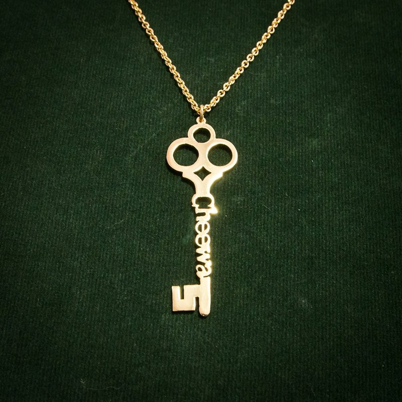 Custom key name necklace goldplate - 項鍊 - 銅/黃銅 金色