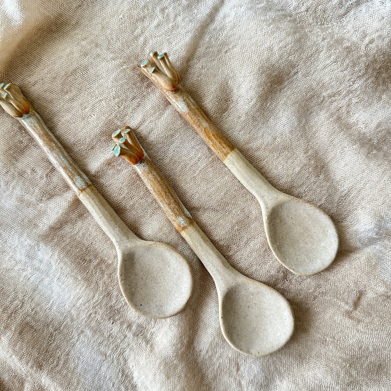 Forest Mushroom Clay Spoon Stirring Spoon - ช้อนส้อม - ดินเผา 