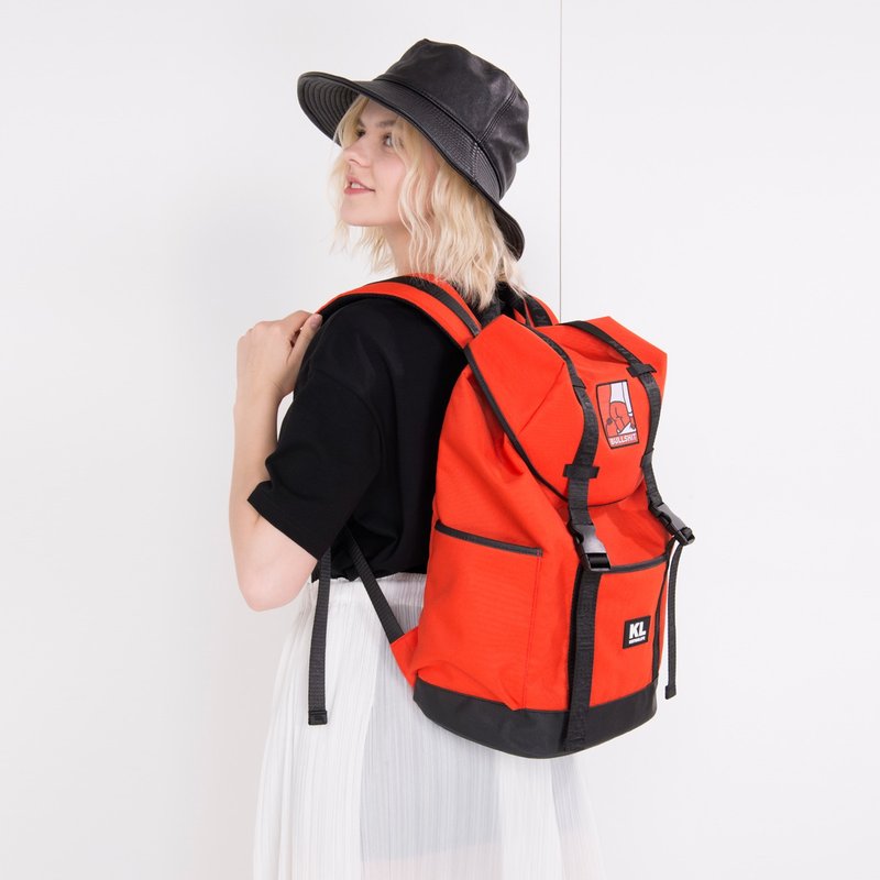 Kiitoslife resistance theme outdoor backpack-bullshit orange red - กระเป๋าเป้สะพายหลัง - ไนลอน สีแดง