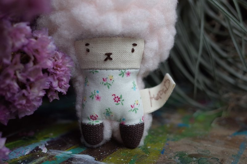 Dora rabbit - pink hair -162 simple flowers - Keychains - Cotton & Hemp Pink