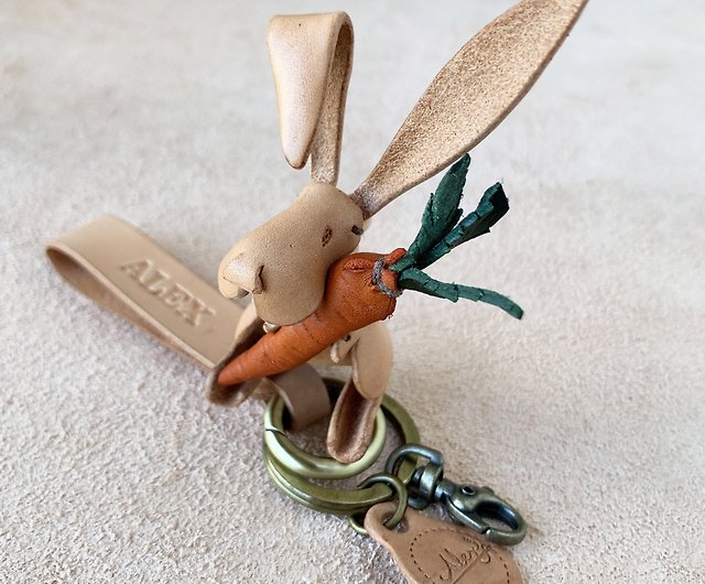 Animal Rabbit Keyrings PU Leather Luxury Rhinestone Key Chains