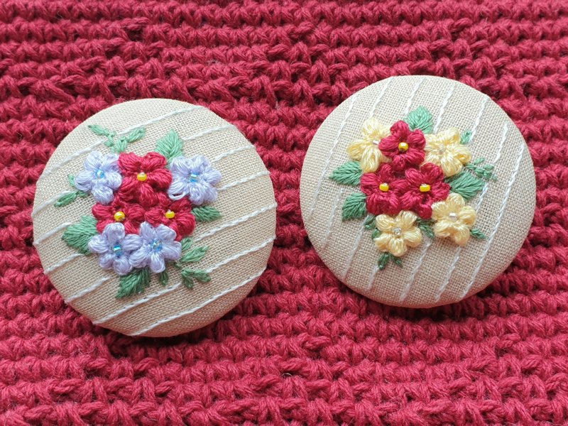 Embroidery lase flower/Brocch/A/B - Brooches - Cotton & Hemp 