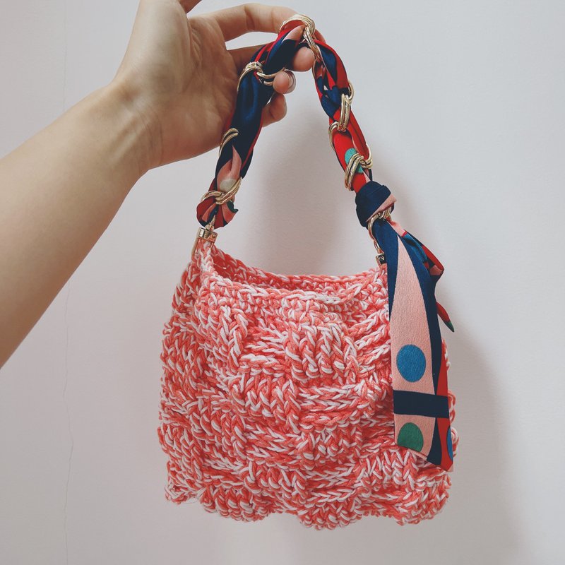 Crochet Vintage Tote Bag - Handbags & Totes - Cotton & Hemp Pink