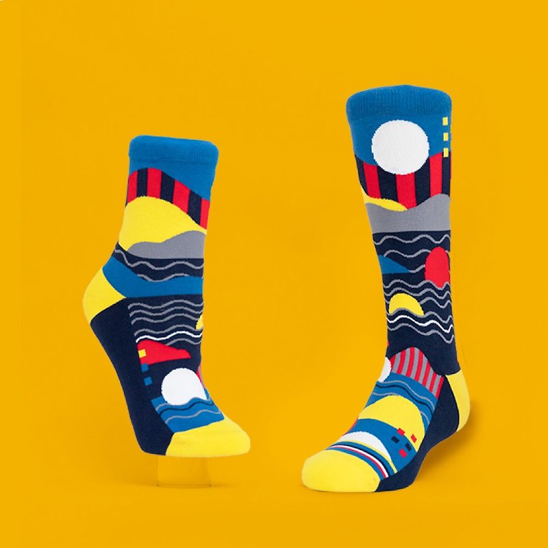 | Taiwan Design Socks |-MiZou Alice - Socks - Cotton & Hemp Blue