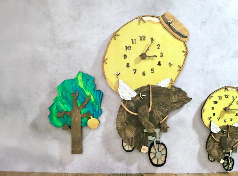 ハチミツ泥棒 ビッグサイズ 時計 木製 掛け時計 - 時鐘/鬧鐘 - 木頭 黃色