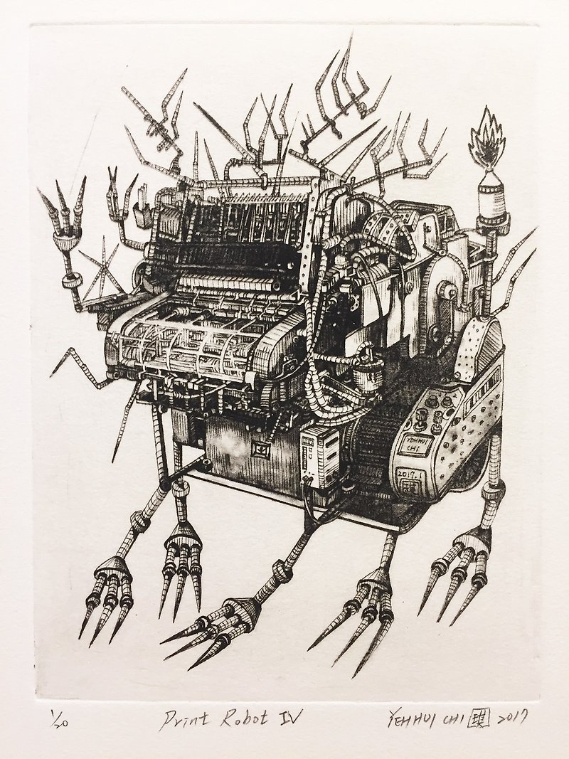 原作版畫 -print robot IV- 葉慧琪  - 掛牆畫/海報 - 紙 黑色