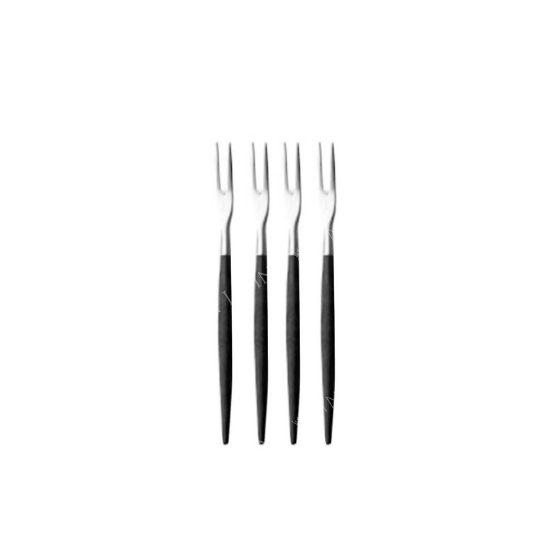 葡萄牙Cutipol GOA系列黑柄迷你水果叉四件組 - 刀/叉/湯匙/餐具組 - 不鏽鋼 黑色
