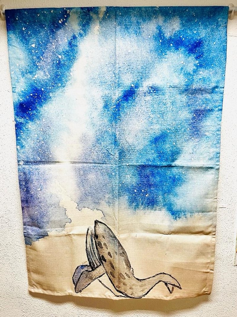 【門簾 - 手繪圖畫】鯨魚 - 門簾/門牌 - 棉．麻 多色