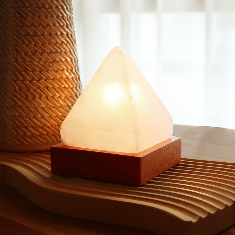 小白金字塔 I 原木底座 I  淨化磁場 I 白鹽燈 - 燈具/燈飾 - 其他材質 黃色