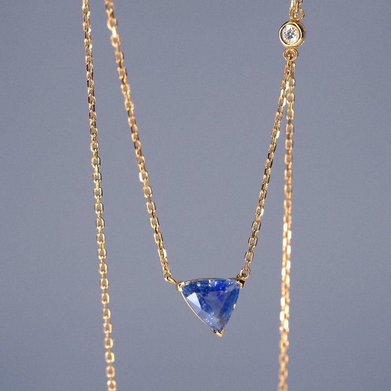 9月の誕生石 14Kローズゴールドサファイア シンプル ネックレス フレッシュゴールドバレンタインデー ギフト - ネックレス - 宝石 ブルー