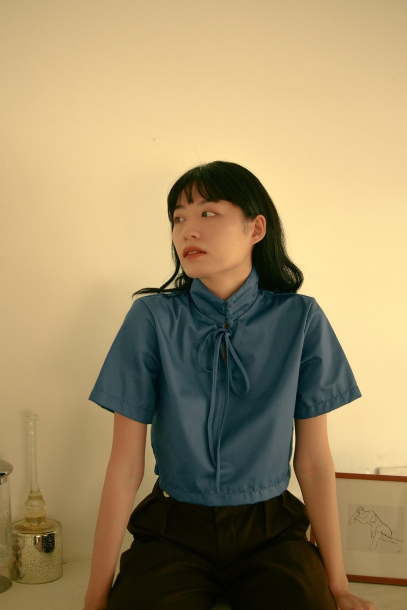 Highestjump Sailor Shirt (Deep Blue) - 女襯衫 - 棉．麻 藍色