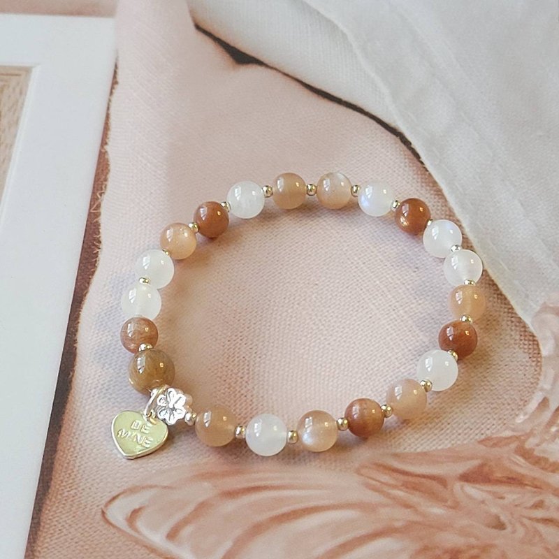 Lucky/Peach Blossom~Golden Sun Backbone Crystal/Orange Moonstone Bracelet - Bracelets - Crystal 