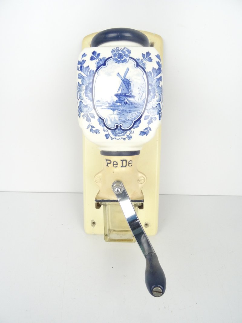 Vintage Dutch Pede Zassenhaus Coffee Grinder – Blue Antique Manual Delft Mill - 咖啡壺/手沖壺 - 其他材質 藍色