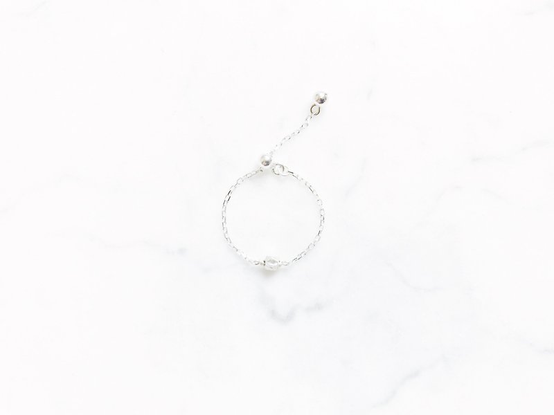 ::Light light chain ring:: Mini cut silver block cutting zero sense sterling silver adjustable chain ring - แหวนทั่วไป - เงินแท้ 