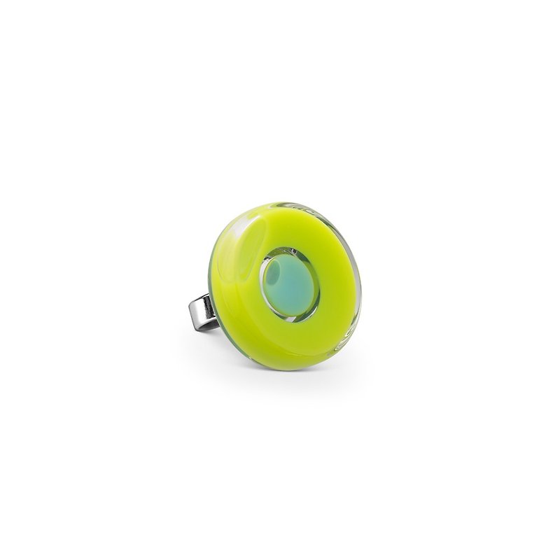 手吹きガラスリング-色のデザイン（淡いグリーン/グリーン） - リング・指輪 - ステンドグラス グリーン