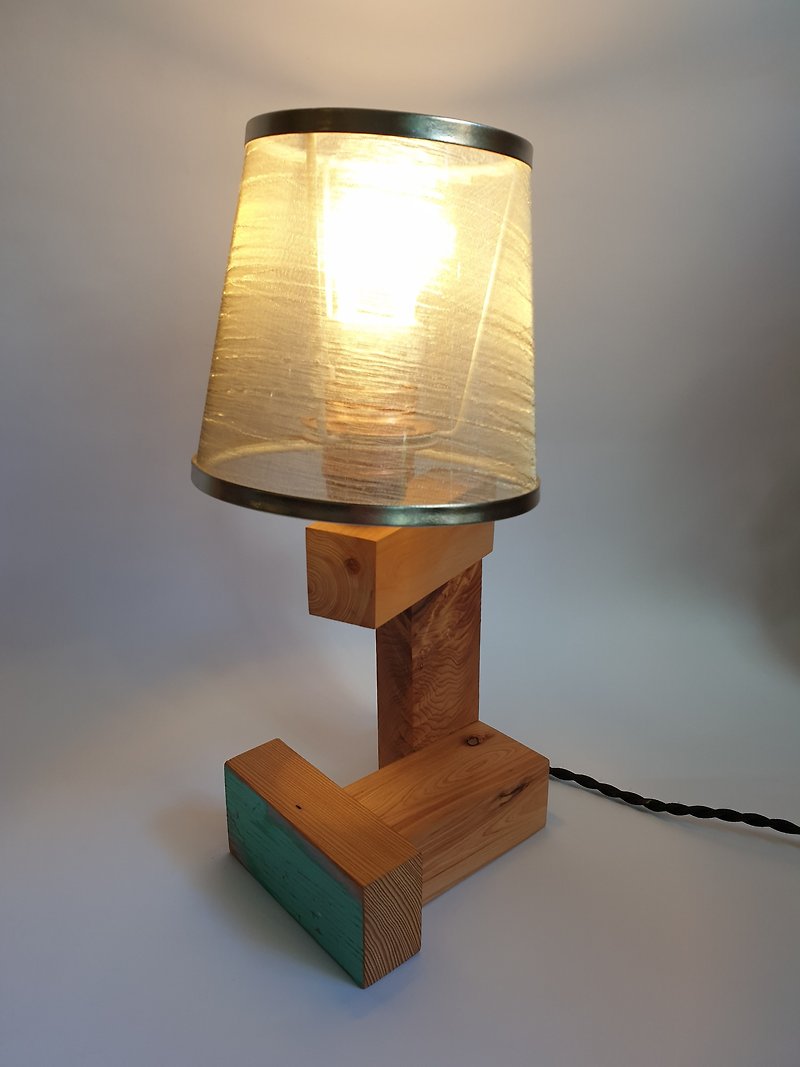 [CL Studio] design old house cypress lamp art lighting night lamp table lamp solid wood lamp