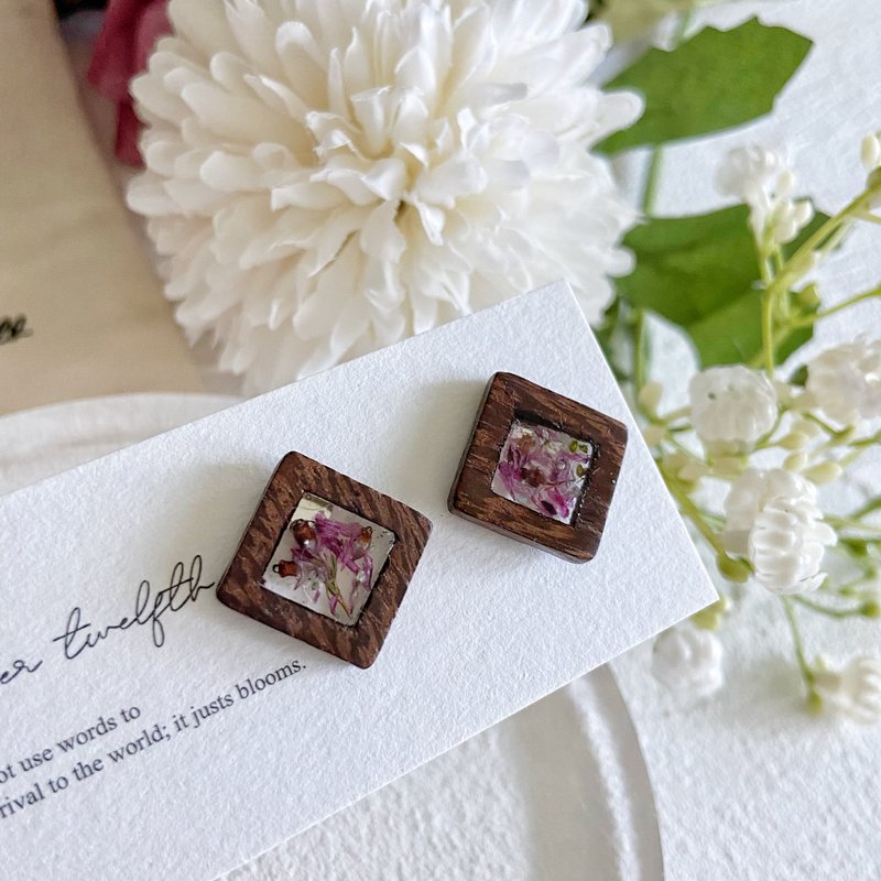 Natural wood Japanese embossed sterling silver stud earrings are on sale in limited quantities - Earrings & Clip-ons - Plants & Flowers Brown