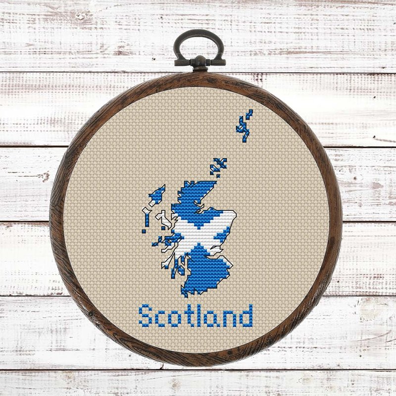 Scotland Map Cross Stitch pattern modern, Scottish Flag Xstitch PDF - 手工藝教學/工具書 - 其他材質 