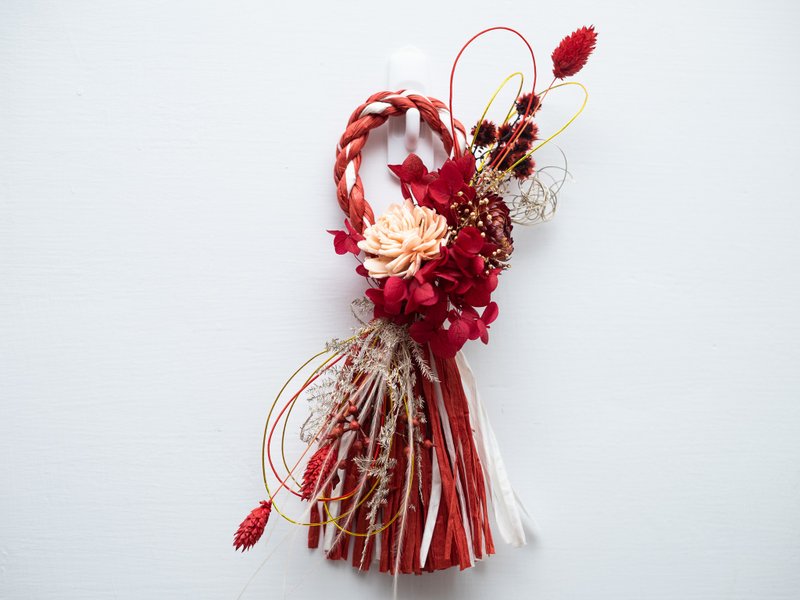 Dawn shadow with rope_New Year's blessing pendant/New Year's gift/Japanese style prayer rope/good luck prayer - Dried Flowers & Bouquets - Plants & Flowers Multicolor