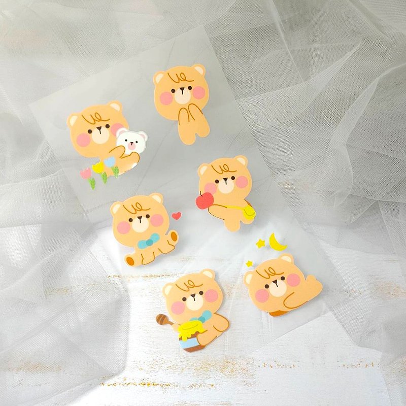 Fluffy bear heat transfer sticker for cloth patchwork printing - Stickers - Waterproof Material 