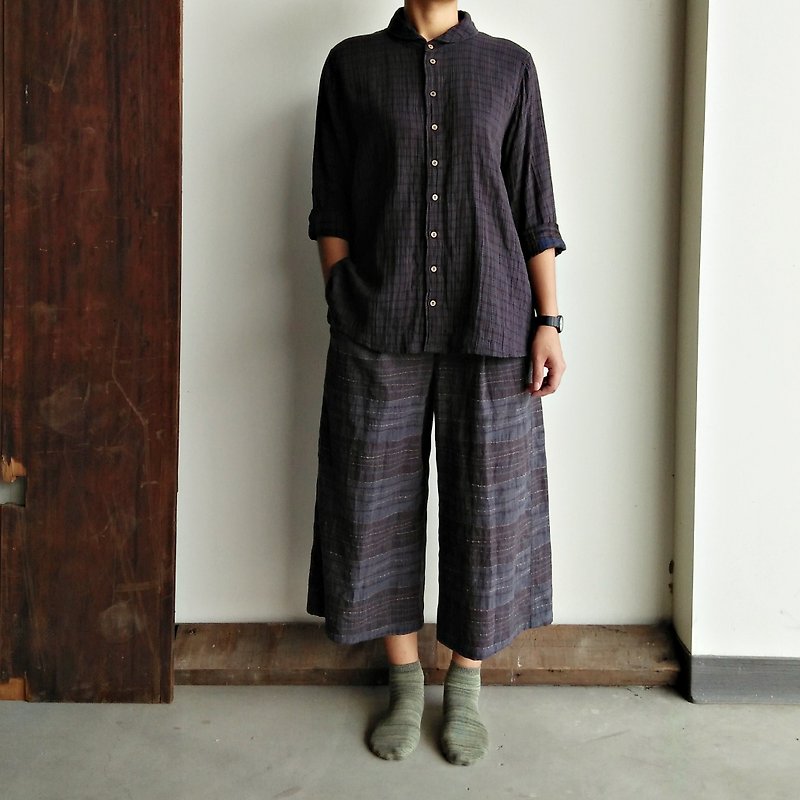 Feliz & Recap [Tee Plaid shirt] double cotton yarn - เสื้อเชิ้ตผู้หญิง - ผ้าฝ้าย/ผ้าลินิน สีใส