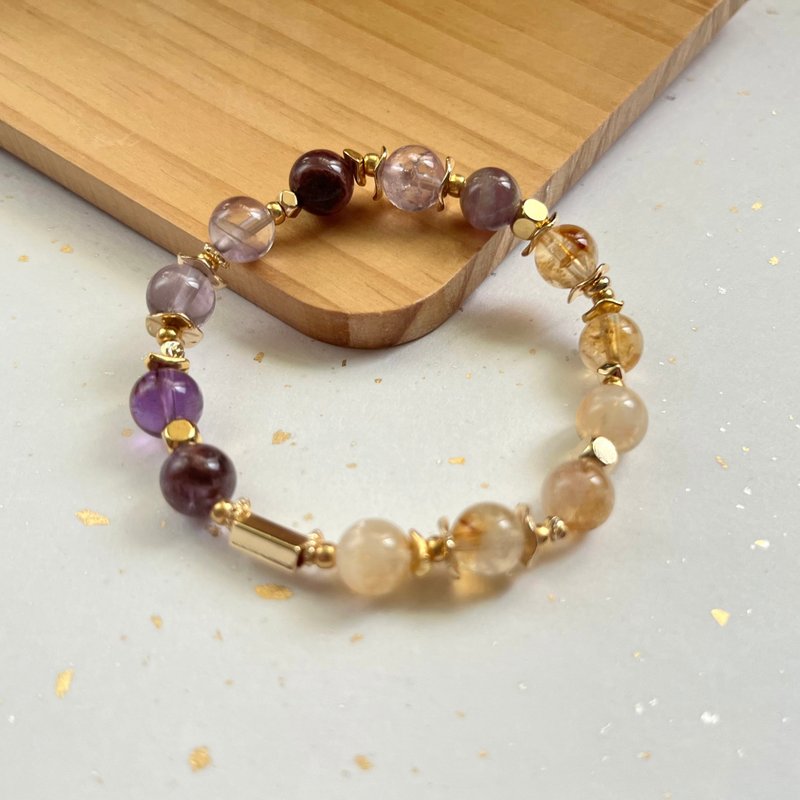 Sosii | Crystal 03 natural crystal bracelet | Half trip - yellow and purple | - สร้อยข้อมือ - คริสตัล สีเหลือง