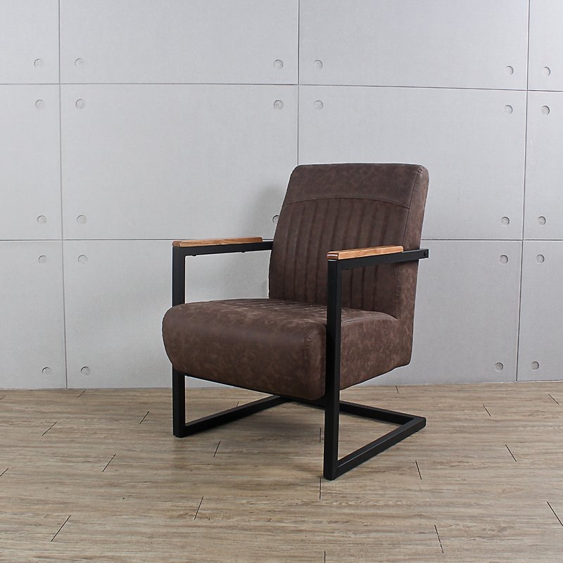Nordic Retro Wooden Armrest Calm Brown Single Chair