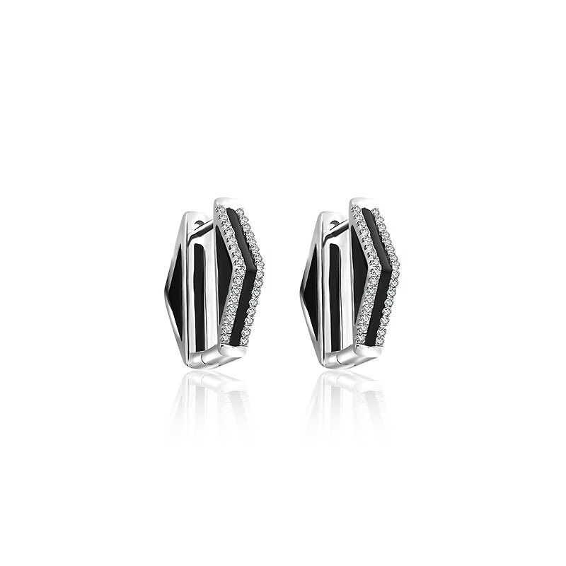 Black Onyx Diamond Earring - Earrings & Clip-ons - Paper Black