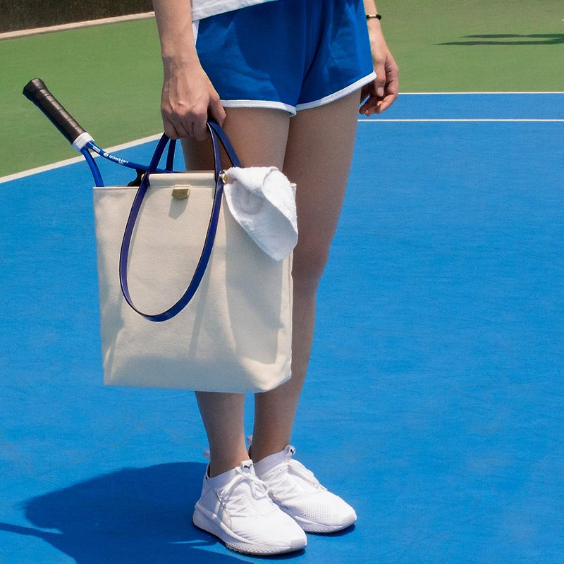 [Customized gift] ADay leather canvas tote bag / blue (free custom engraving)