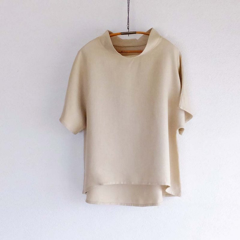 French linen pullover　Flax color - Women's Tops - Cotton & Hemp Brown