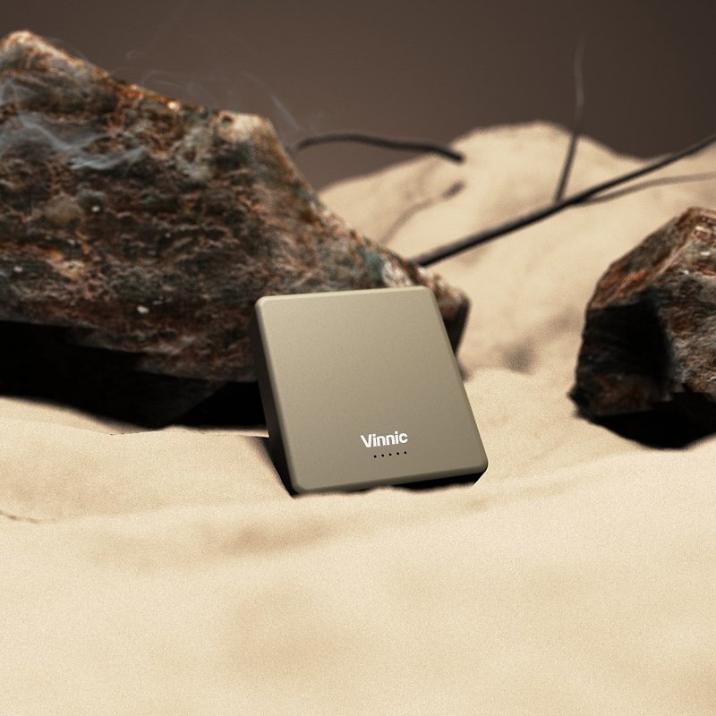 Vinnic 8,000mAh Magsafe 15W Magnetic Wireless Powerbank - Sand - Chargers & Cables - Plastic Khaki