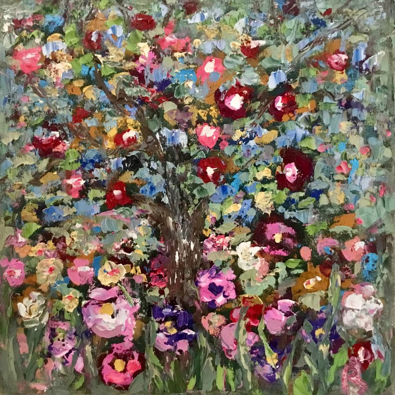 Apple tree original oil painting - 壁貼/牆壁裝飾 - 其他材質 紅色
