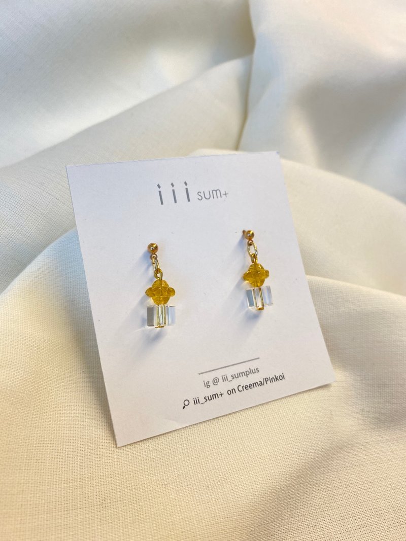 midnight 日夜 古董珠水晶 球式耳針 - 耳環/耳夾/耳骨夾 - 水晶 